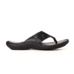 FootGraphy's Mens Leather Flip-Flops - 100 (Black)