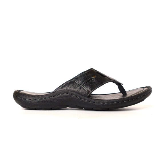 FootGraphy's Mens Leather Flip-Flops - 100 (Black)