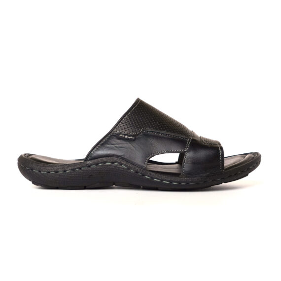 FootGraphy's Mens Leather Slippers - 010 (Black)