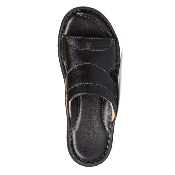 FootGraphy's Mens Leather Slippers - 010 (Black)