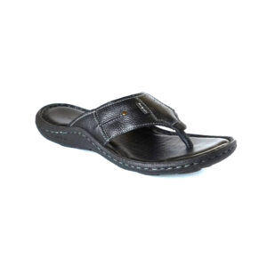 FootGraphy's Mens Leather Flip-Flops - 100 (Black)