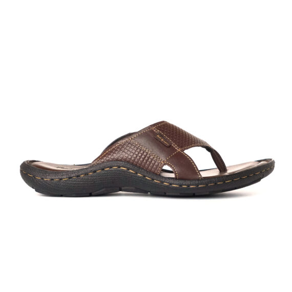FootGraphy's Mens Leather Flip-Flops - 520 (Brown)