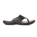 FootGraphy’s Mens Leather Flip-Flops V15 (Black)