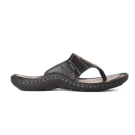 FootGraphy’s Mens Leather Flip-Flops V15 (Black)