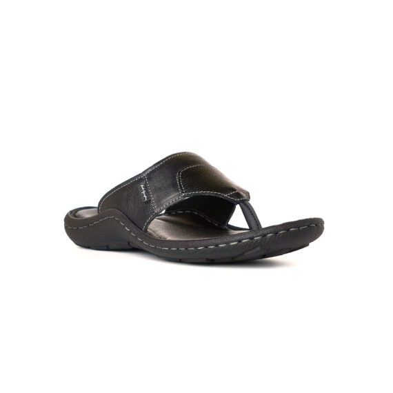 FootGraphy’s Mens Leather Flip-Flops V15 (Black)