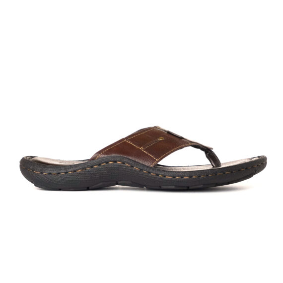 FootGraphy's Mens Leather Flip-Flops - 100 (Brown)