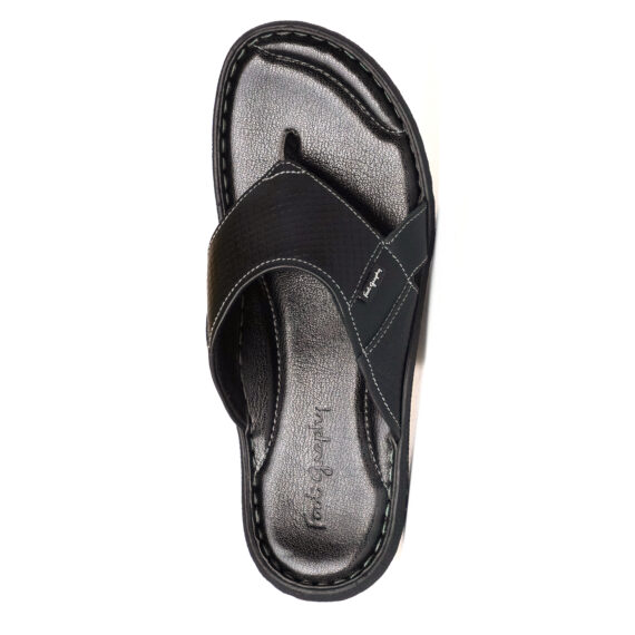 FootGraphy's Mens Leather Flip-Flops - 520 (Black)