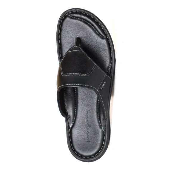 FootGraphy’s Mens Leather Flip-Flops V15 (Black)