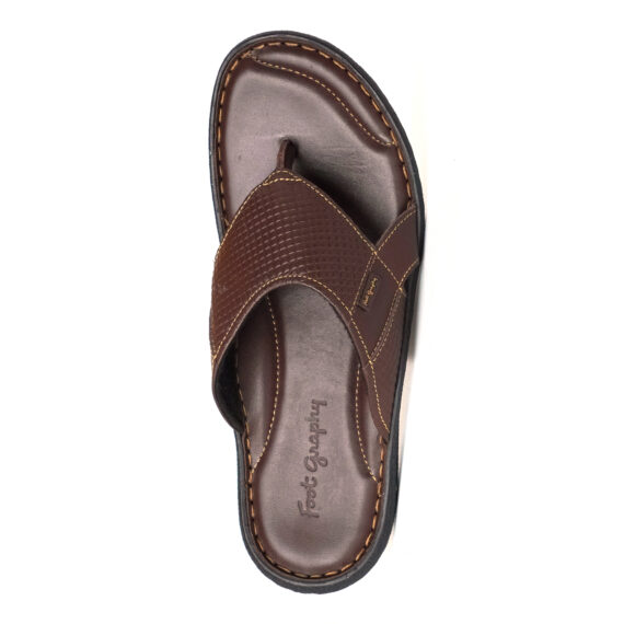 FootGraphy's Mens Leather Flip-Flops - 520 (Brown)