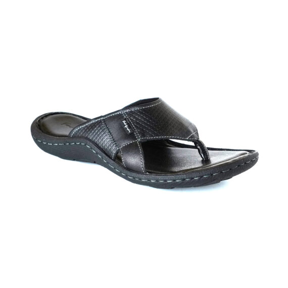 FootGraphy's Mens Leather Flip-Flops - 520 (Black)