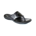 FootGraphy’s Mens Leather Flip-Flops V15 (Black)